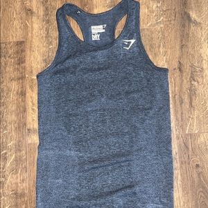 Grey fitted dry fit gym shark racerback workout tank top.